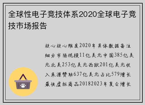 全球性电子竞技体系2020全球电子竞技市场报告